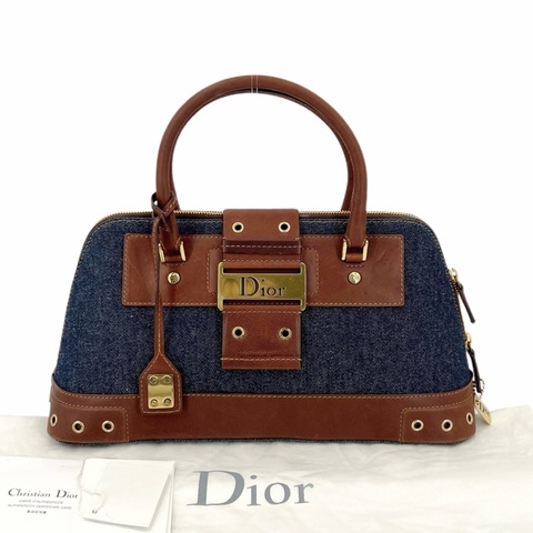DIOR 迪奧 中古 復古牛仔拼皮 手提包
