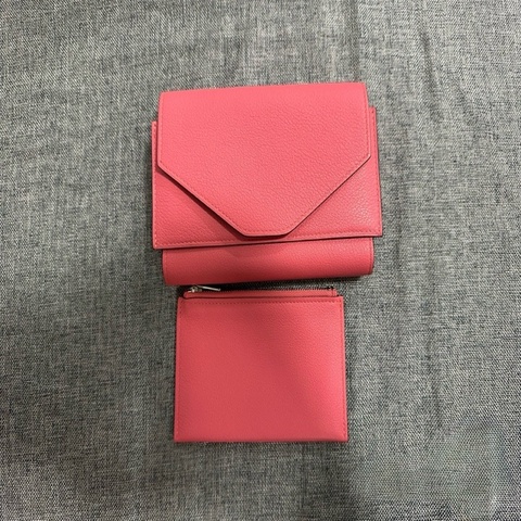 全新閒置 Hermès 愛馬仕 Wallet Clutch 多功能夾 粉色 A刻 可拆零錢包 全新