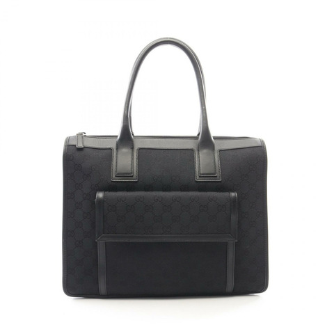 GUCCI GG帆布手提包，黑色，二手女款