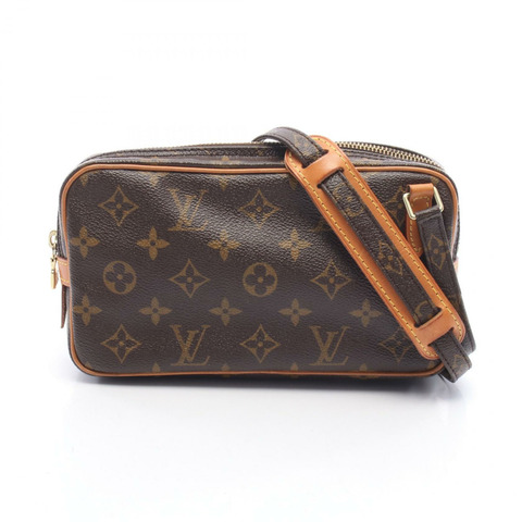 路易威登 Marly Bandouliere Monogram 肩背包 M51828 PVC 塗層帆布皮革棕色二手女士