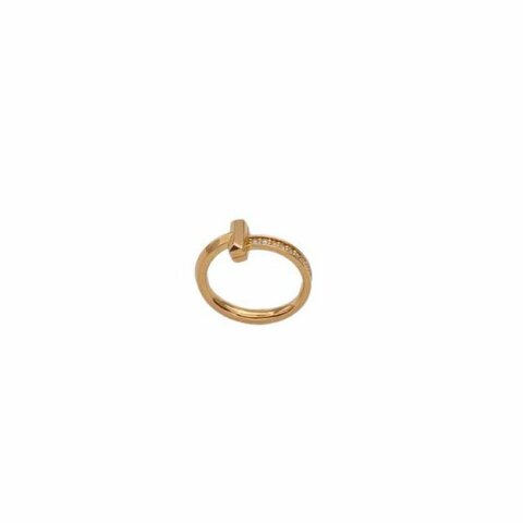 TIFFANY&CO T系列窄版線圈鑲鑽戒指半鑽18K玫瑰金/鑽石45