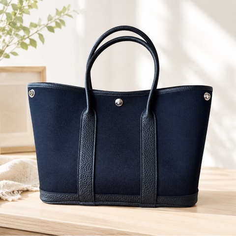 Hermes Garden Party 30 PM黑銀/黑帆布