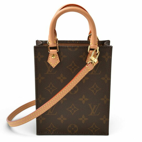 路易威登 Monogram Petite Sac Plat 手提包/肩背包 M69442 棕色