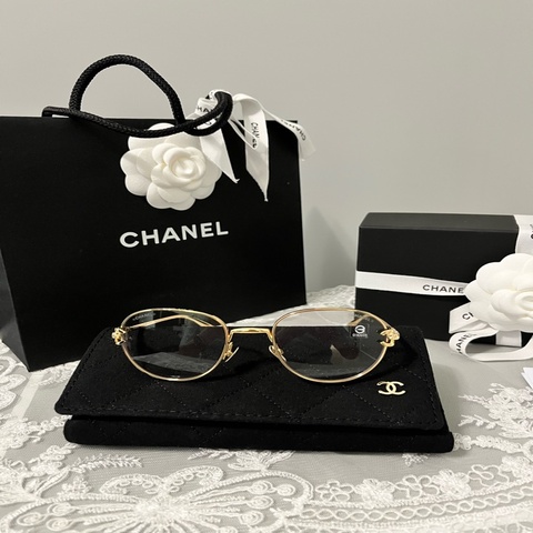 CHANEL 香奈兒《全新》［金色］26A 手工坊系列 復古造型抗藍光眼鏡｜Jennie同款｜全配｜台灣專櫃