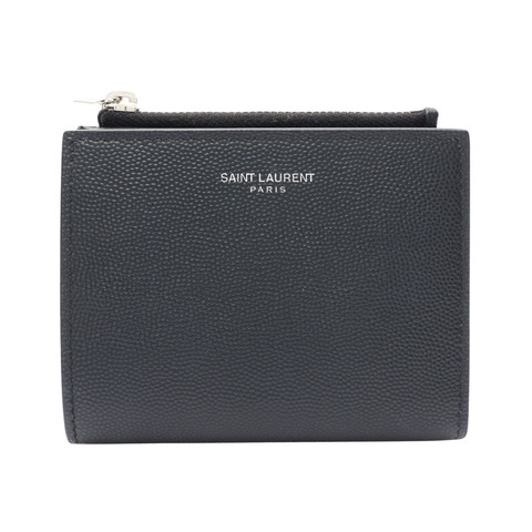 SAINT LAURENT YSL 聖羅蘭 二折 扣式短夾 黑色 牛皮 575789
