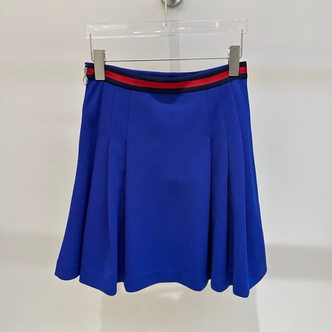 Gucci Royal Blue Skater Skirt with Red and Black Waistband