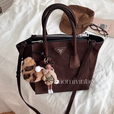 Prada • 可可色麂皮托特包 🈶原廠背帶