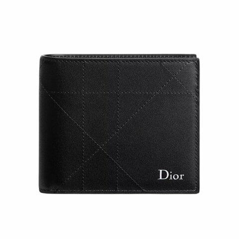 【Dior 迪奧】Cannage Bifold 籐格紋 牛皮 零錢包 卡夾 皮夾 短夾 黑色 2ESBC347DOQ_H00N
