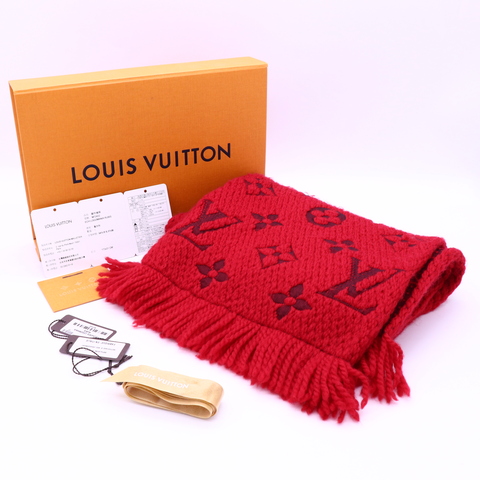 LV 紅色 羊毛 流蘇 圍巾 M72432