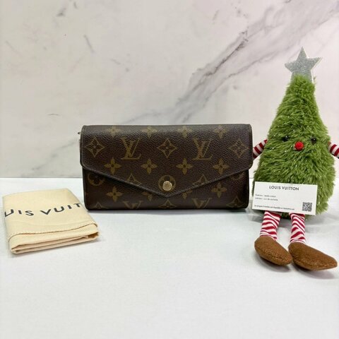 LV Sarah芭蕾粉帆布信封長夾
