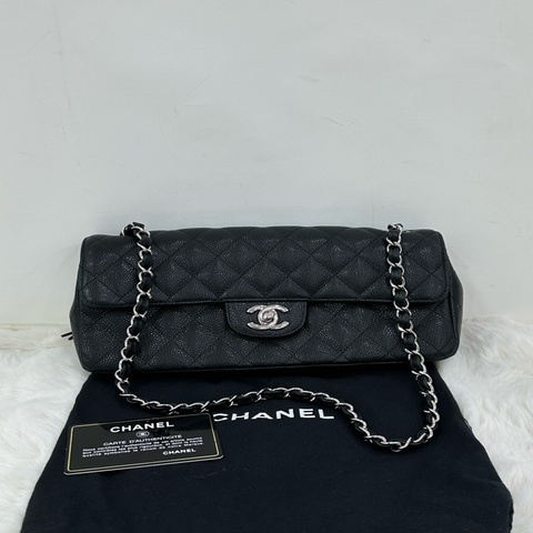 Chanel 香奈兒 黑銀荔枝皮 魚子醬法棍 11開有卡