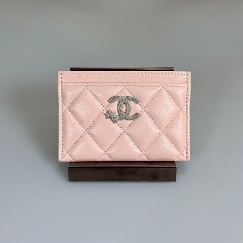 CHANEL CF 季節款星星卡夾 粉銀AP3730/晶片款