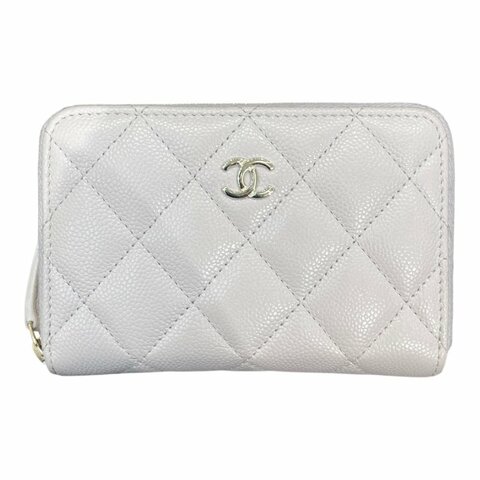 CHANEL 香奈兒 零錢包 荔枝牛皮 夢幻紫 金釦