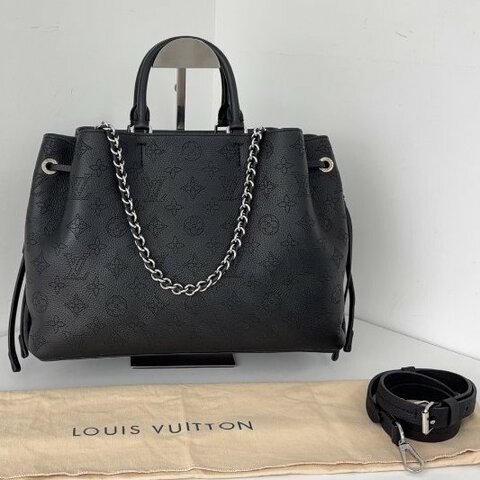 閒置新 路易威登/Louis Vuitton Bella月光女神 黑色銀扣全皮托特包 芯片款
