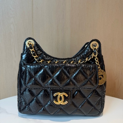 Chanel香奈兒24C黑金天貓精靈小號單肩包斜挎包