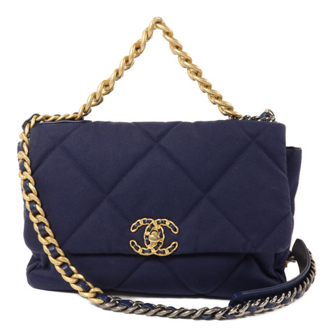 CHANEL 棉質C19 Large手挽肩背兩用袋
