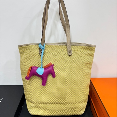 HERMES CHENNAI 草編 竹編包 編織 菜籃子 海攤包 托特包 購物包 手提包 肩背包 購物袋