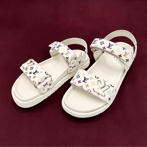 莉亞精品♡ LV 白彩魔鬼氈涼拖鞋 38 二手