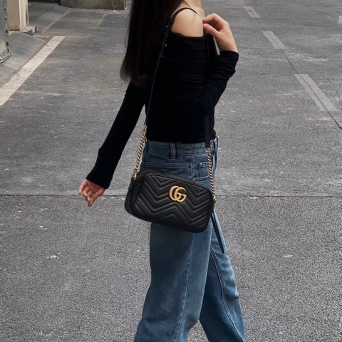 #全網最便宜 Gucci Marmont 黑金馬夢相機包