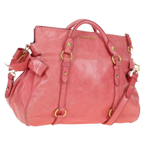 Miu Miu 手提包 皮革 兩用 粉金配色 正品 193807M