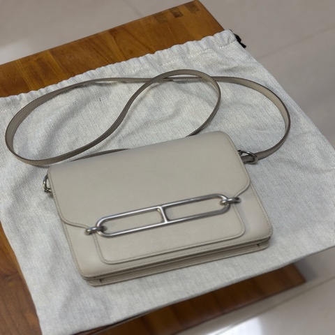 Hermes Roulis 19 豬鼻包 冰川白銀扣