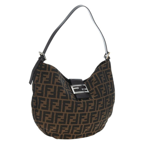 FENDI Zucca帆布Mamma Baguette單肩包 棕色/黑色 正品 am12058V