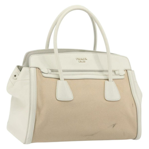 PRADA 手提包 帆布 米色 金色 正品 192530A