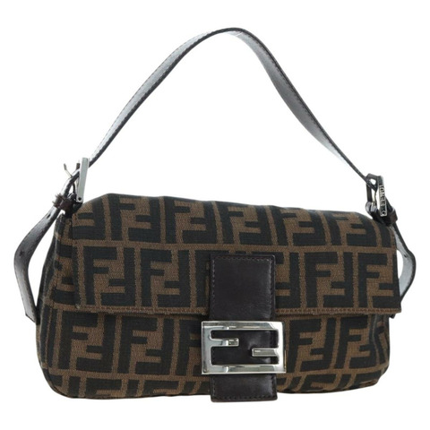 FENDI Zucca帆布Mamma Baguette單肩包 棕色/黑色 正品 192460M