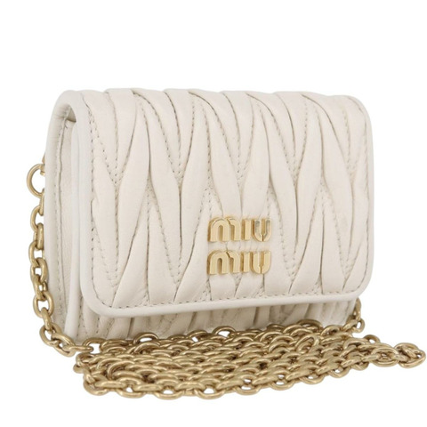 Miu Miu Matelasse 鏈條肩包 白色皮革 正品 194749M