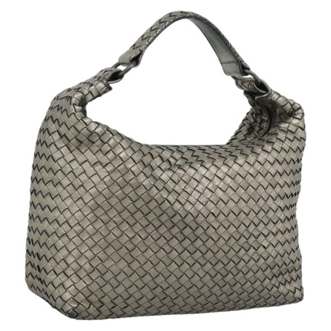 BOTTEGA VENETA INTRECCIATO 單肩包皮革銀色正品 194742V