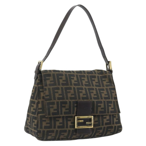 FENDI Zucca帆布Mamma Baguette單肩包 棕色/黑色 正品 193423V