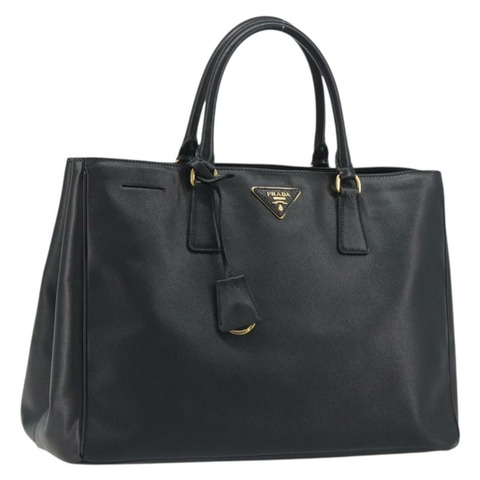 PRADA Galleria 手提包，Saffiano 皮革，黑色，金色，正品，貨號 194656V