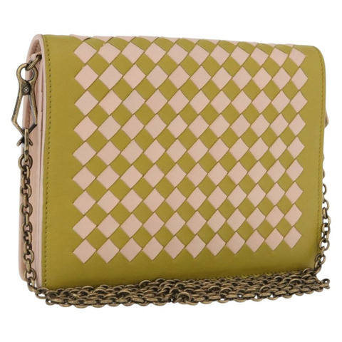 BOTTEGA VENETA INTRECCIATO 鏈條肩背包 皮革 粉紅色 正品 193595A