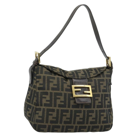 FENDI Zucca帆布Mamma Baguette單肩包 棕色/黑色 正品 194939V