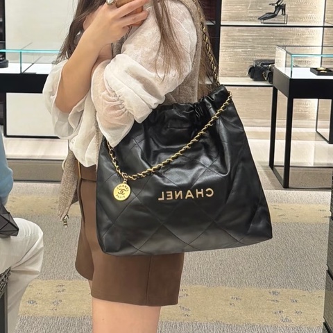💎Chanel香奈兒| 22bag大號 黑銀垃圾袋|98新芯片款