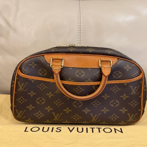 Louis Vuitton  LV 中古老花金扣珍妮手提包 28*20*1198