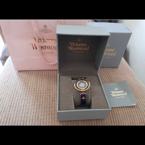 Vivienne Westwood 正版 絕版 鍍厚金錶框 五顆寶石機芯 真皮錶帶 高級感 可正常使用 女石英錶 手圍20公分內
