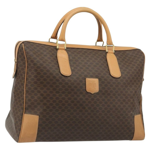 CELINE Macadam帆布波士頓包 PVC皮革 棕色 金色 正品 193560A