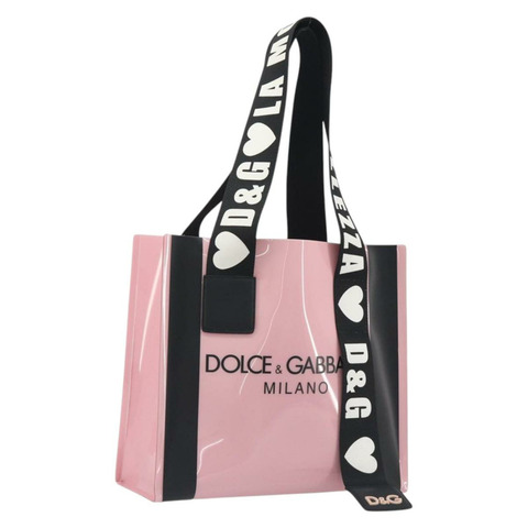 DOLCE&GABBANA 手提包 橡膠 粉紅色 黑色 正品 BA14603M