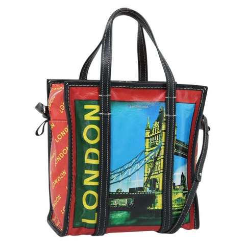 BALENCIAGA Bazaar Shopper 手提包 皮革 兩用 紅色 銀色 443096 正品 194679SAM