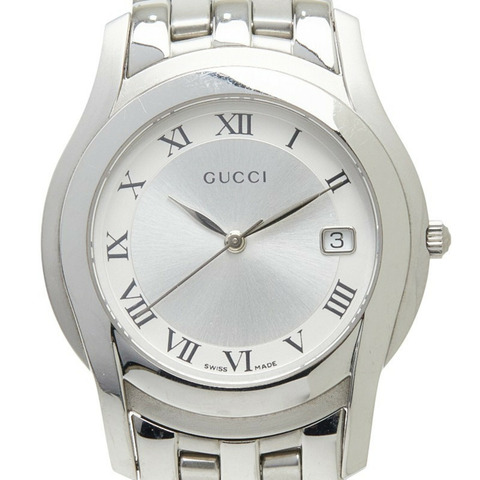 Gucci G-Class 5500M 石英錶，銀色錶盤，不鏽鋼錶殼，女錶殼。