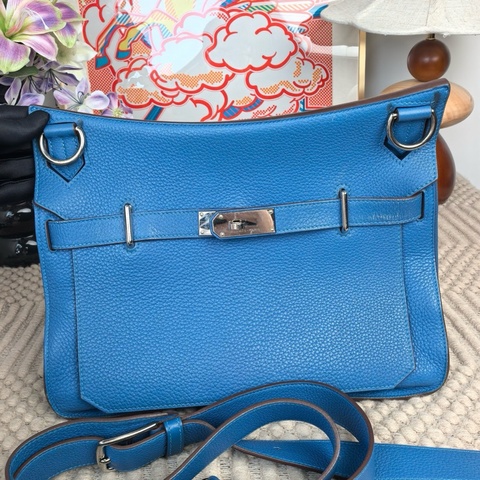 愛馬仕 Hermes 吉普賽 34 牛仔藍 框O藍銀扣無附件 尺寸：34*15.5*27。