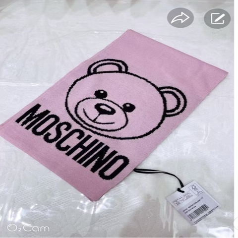 MOSCHINO 《全新》粉色小熊LOGO圍巾｜全新附吊牌｜經典Teddy Bear款｜義大利製精品圍巾