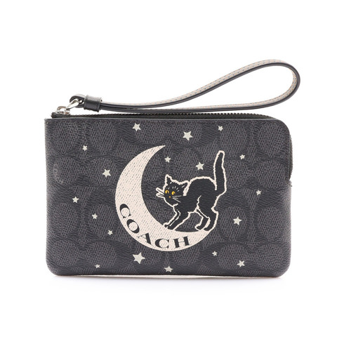 COACH 寇馳 拉鍊 手拿包 黑色 PVC塗層帆布 CW869