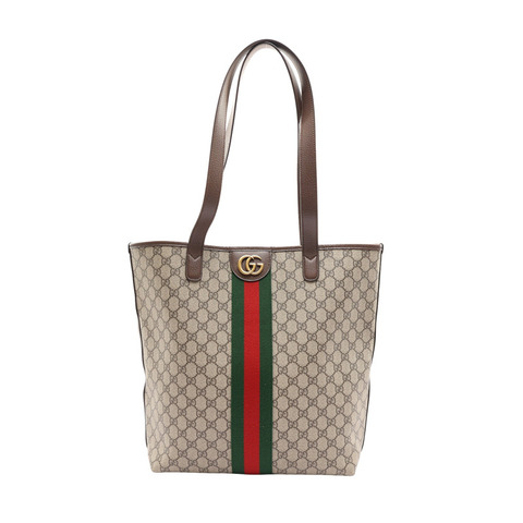 GUCCI 古馳 Ophidia Medium 托特包 肩背包 淺褐色 GG Coated 帆布 834465