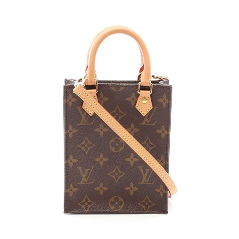 路易威登 Petite Sac Plat Monogram 2WAY 手提包 M69442 PVC塗層帆布皮革棕色二手女款