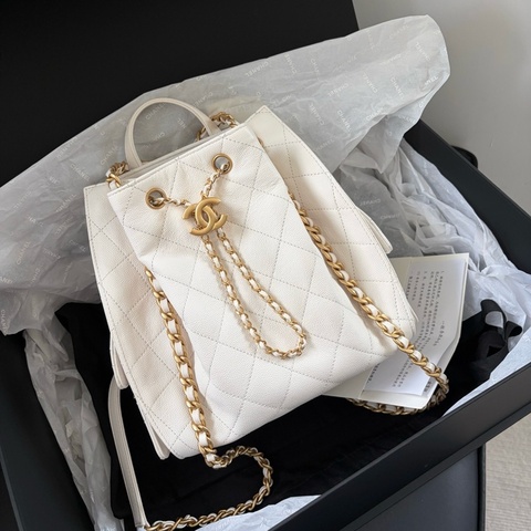 Chanel香奈兒 白金荔枝皮25bag雙肩包手提包 芯片款