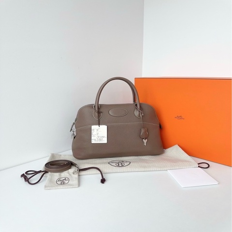 Hermès s愛馬仕🐎Bolide31保齡球包 大象灰銀扣💕98新✨全配C刻