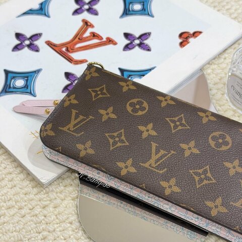 JS1460-LV  原花內裡粉花卉對開長夾M60226