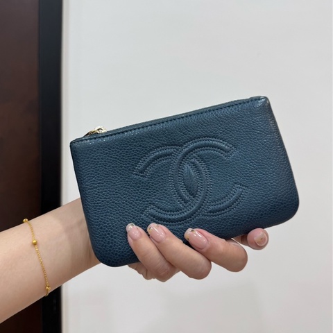 CHANEL 香奈兒 ㄧ字拉 卡夾 卡包 皮夾 皮夾 零錢包 錢包 信用卡卡夾